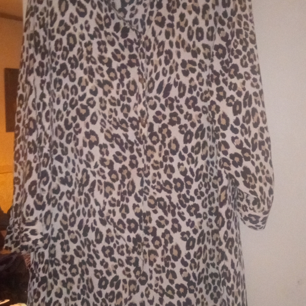 Chico's Leopard Print Blouse - Black and Tan